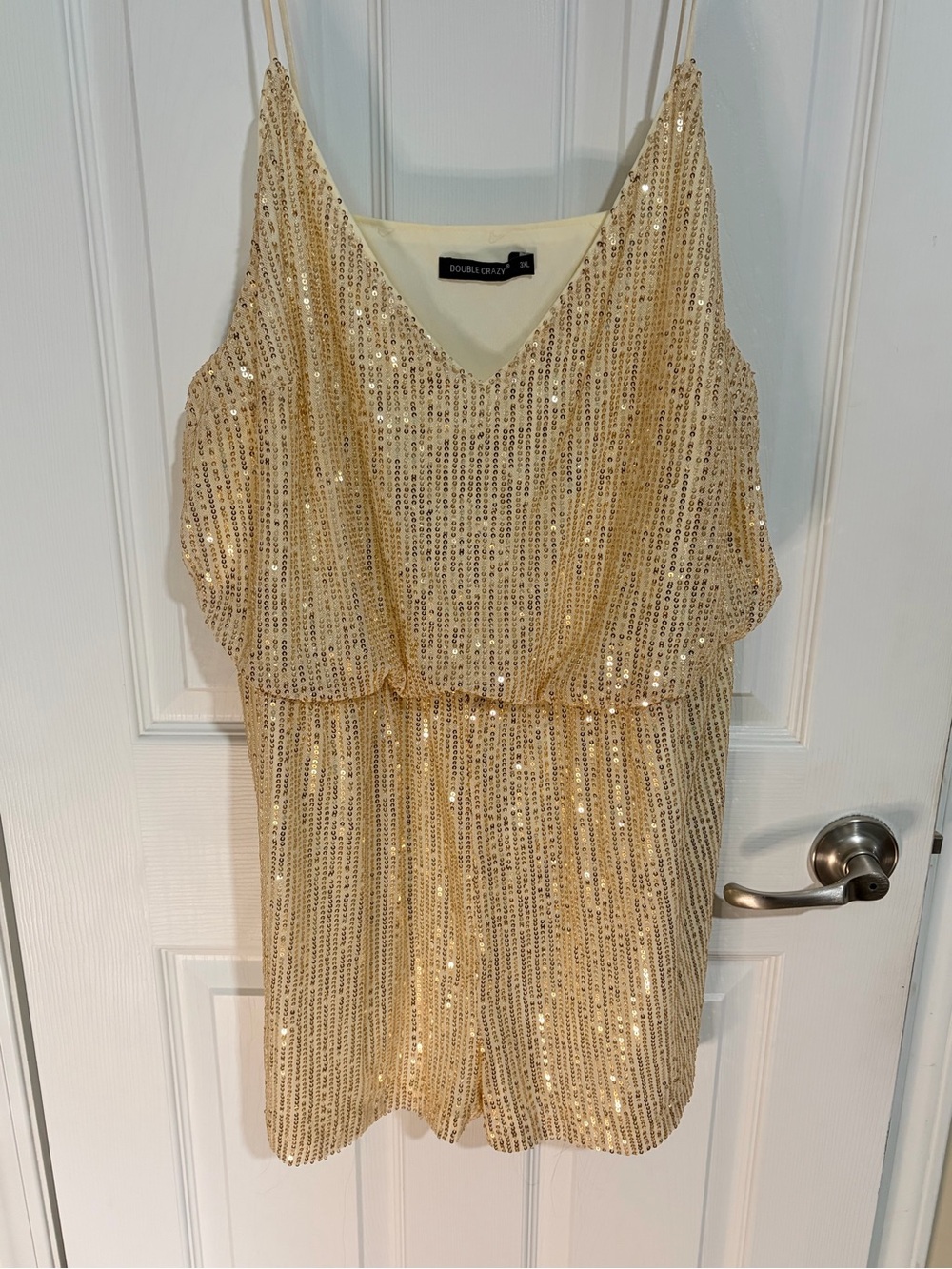 Gold Sequin V-Neck Party Romper